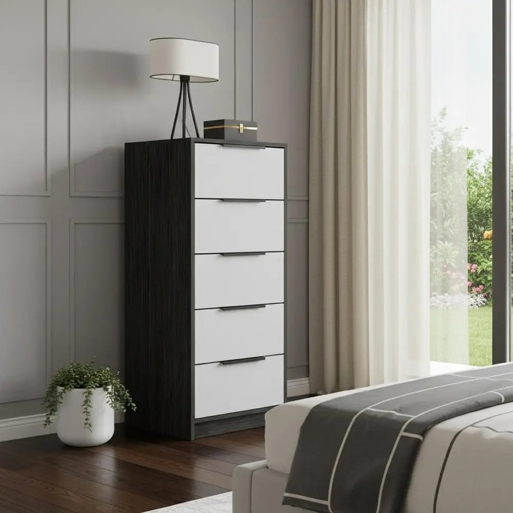 28" White And Smokey Oak Manufactured Wood Three Drawer Dresser HomeRoots