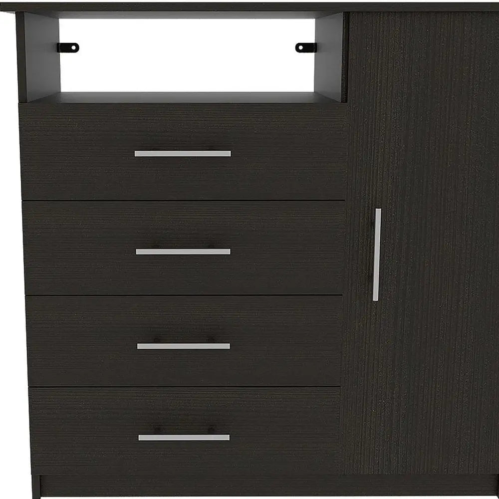 36" Black Manufactured Wood Four Drawer Combo Dresser HomeRoots