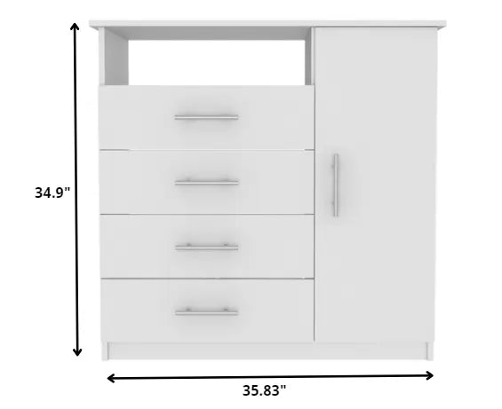 36" White Manufactured Wood Four Drawer Combo Dresser HomeRoots