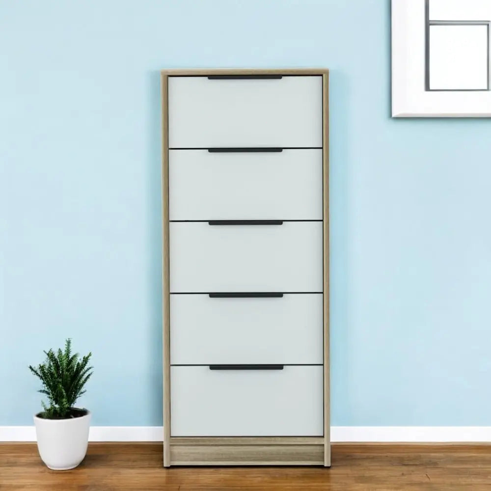 28" Brown And White Three Drawer Dresser HomeRoots