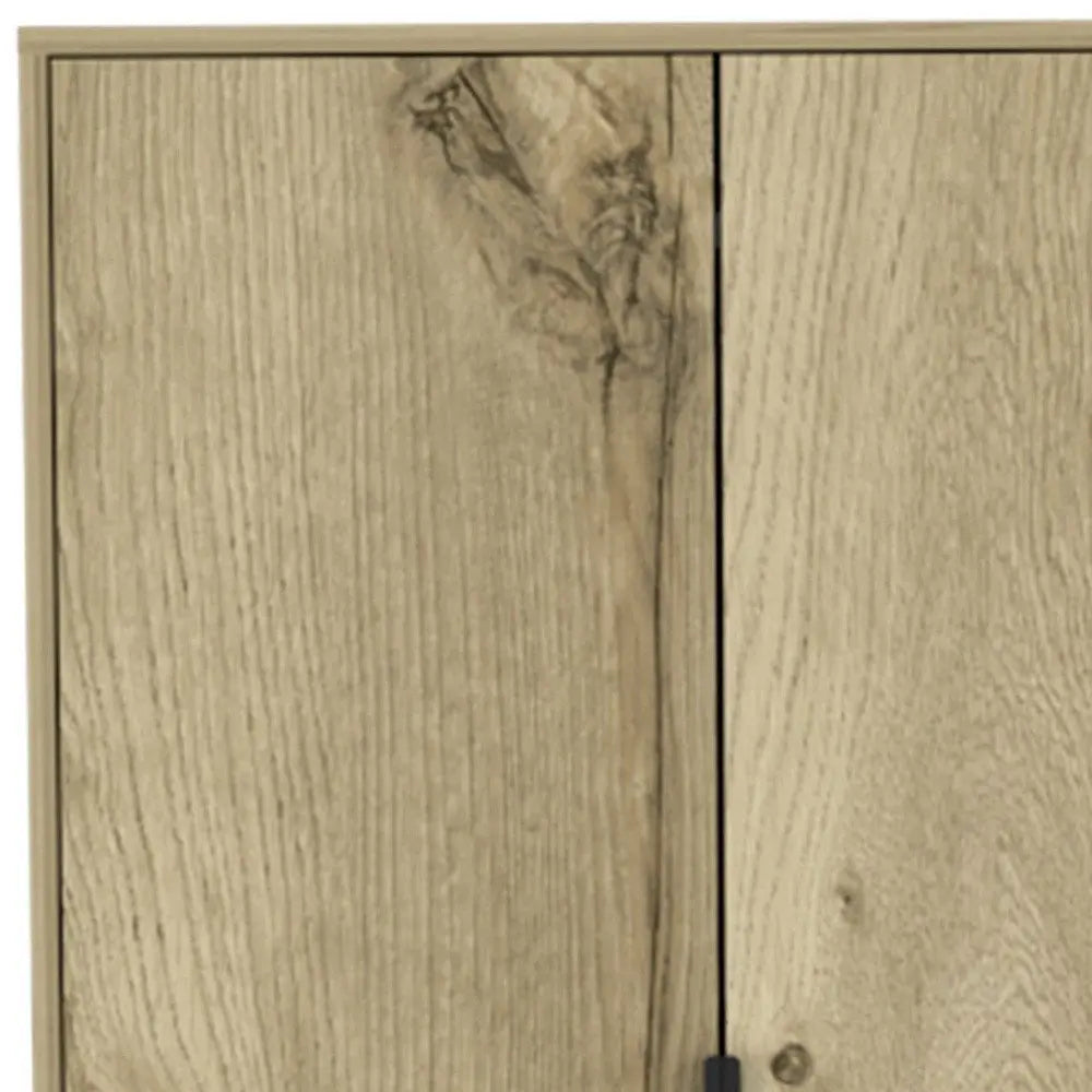 74" Oak Wood Two Door Single Drawer Combo Dresser HomeRoots