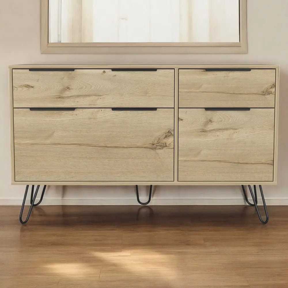 47" Brown and Black Four Drawer Double Dresser HomeRoots