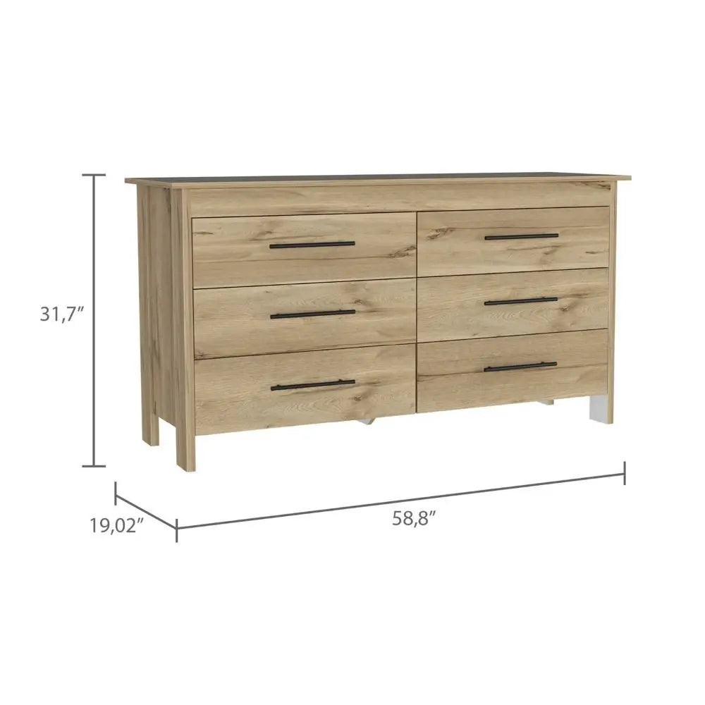 32" Light Gray Six Drawer Double Dresser HomeRoots