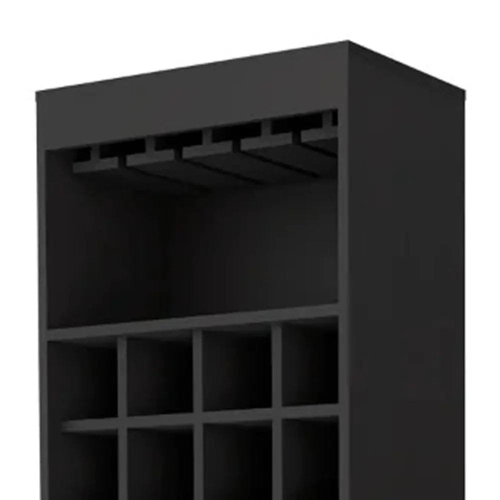 24" Black Bar Cabinet With Eighteen Shelves HomeRoots