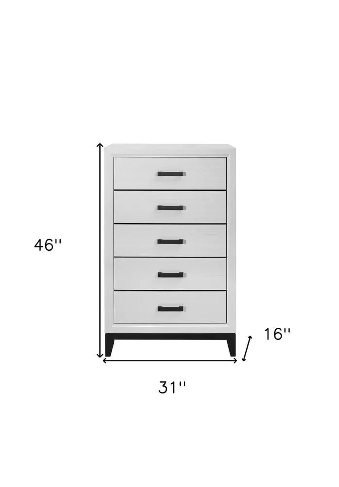 31" White Wood Five Drawer Standard Chest HomeRoots