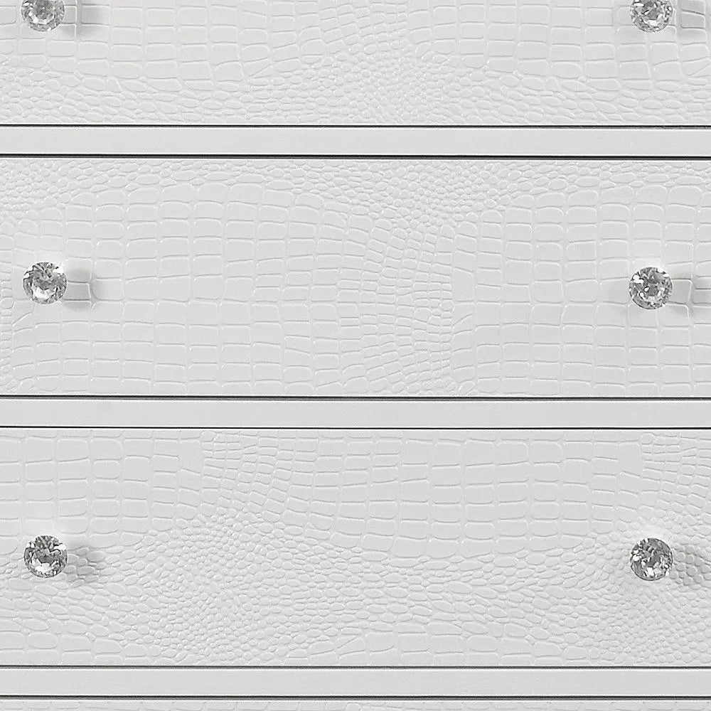 31" Metallic White Solid Wood Five Drawer Chest HomeRoots