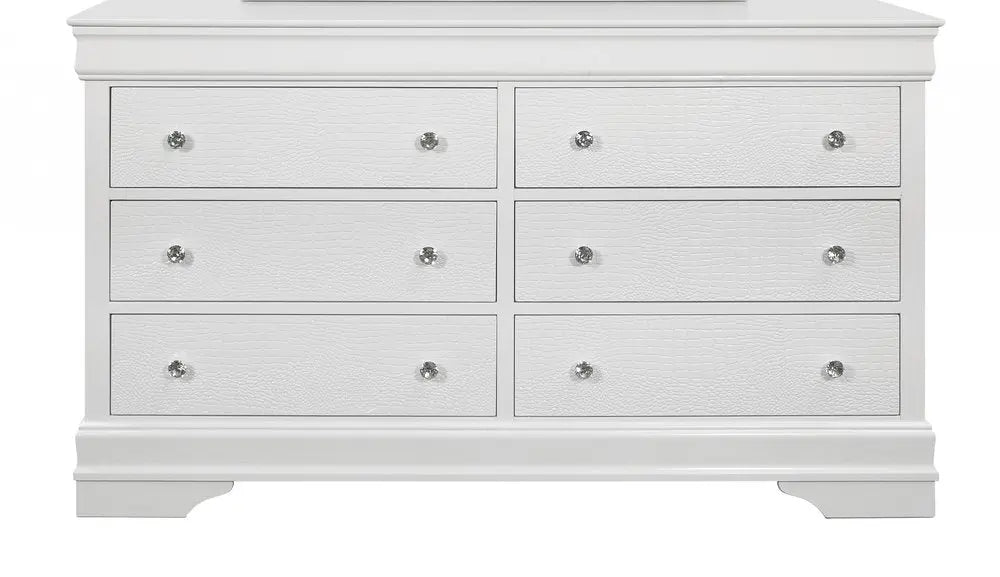 31" Metallic White Solid Wood Five Drawer Chest HomeRoots