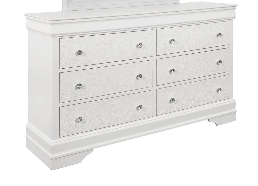31" Metallic White Solid Wood Five Drawer Chest HomeRoots