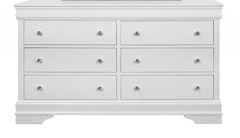 31" Metallic White Solid Wood Five Drawer Chest HomeRoots