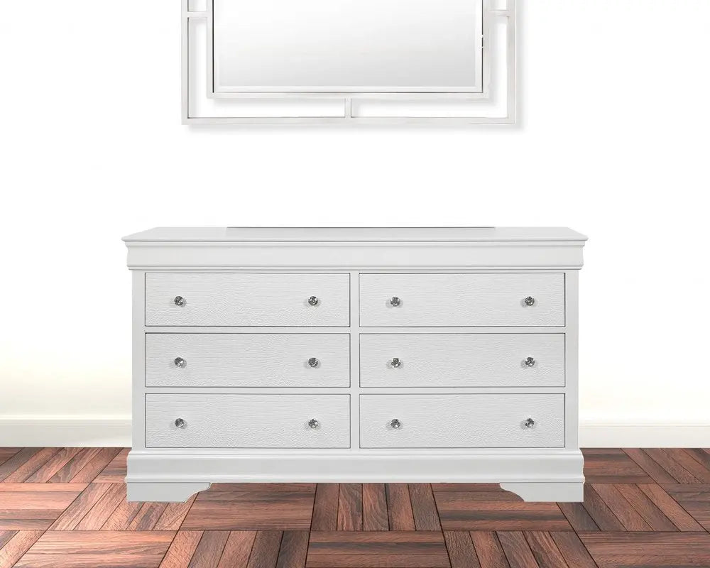 31" Metallic White Solid Wood Five Drawer Chest HomeRoots