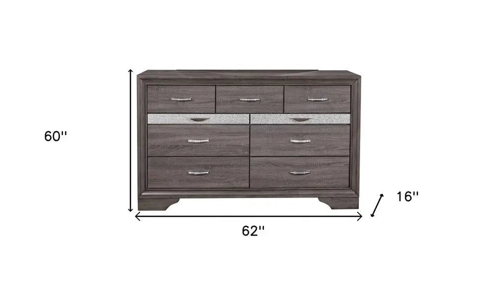 35" Grey Manufactured Wood Six Drawer Chest HomeRoots