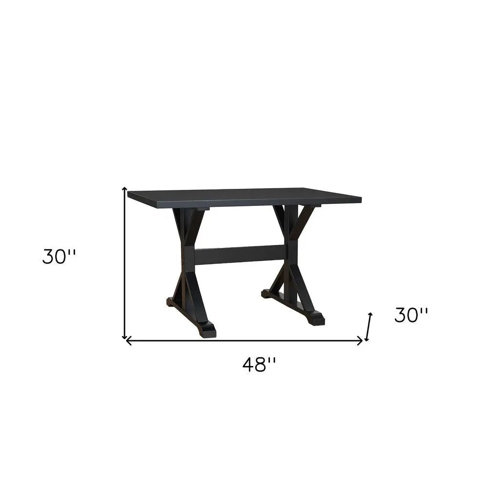 48" Black Solid Wood Trestle Writing Desk - NOBLE HOME INTERIORS