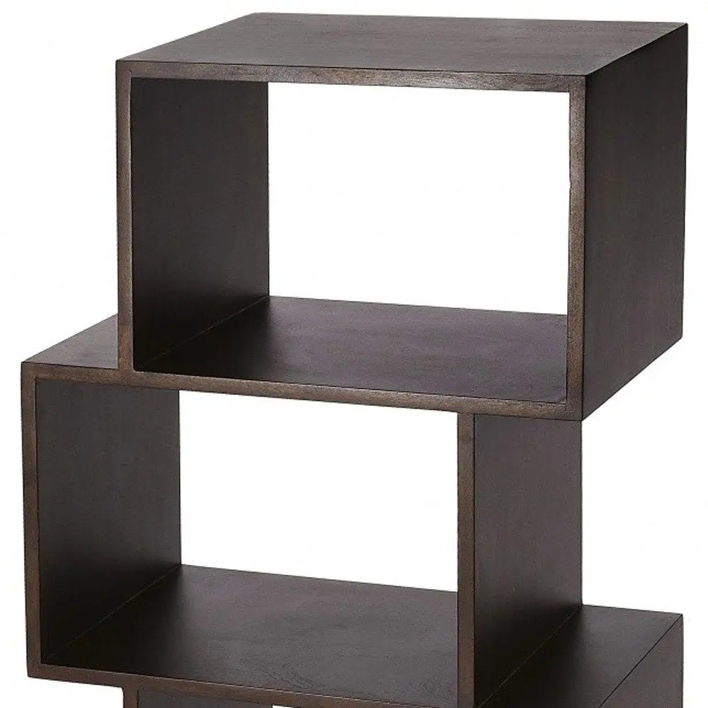 48" Dark Brown Wood Three Tier Bookcase - NOBLE HOME INTERIORS