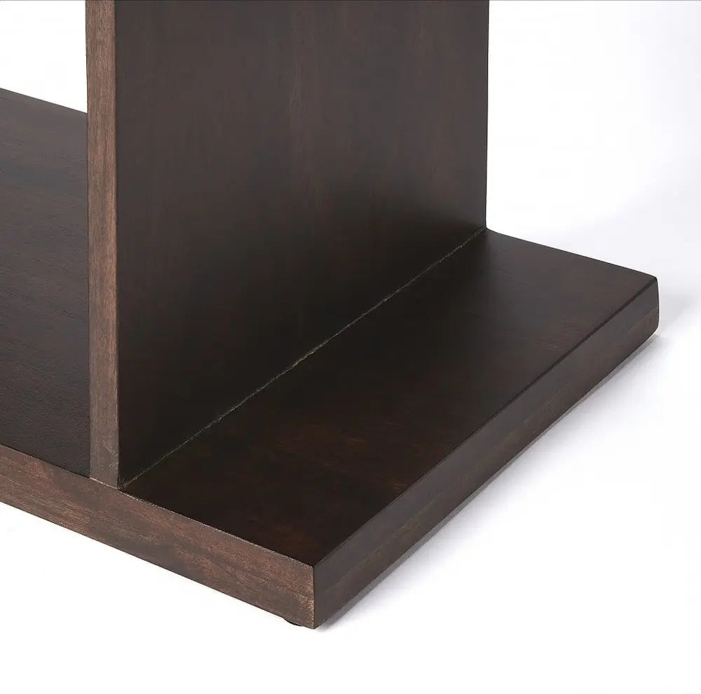 48" Dark Brown Wood Three Tier Bookcase - NOBLE HOME INTERIORS