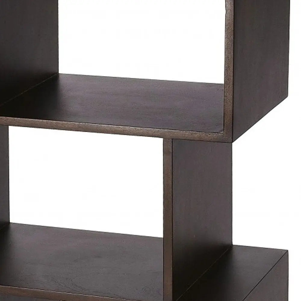 48" Dark Brown Wood Three Tier Bookcase - NOBLE HOME INTERIORS