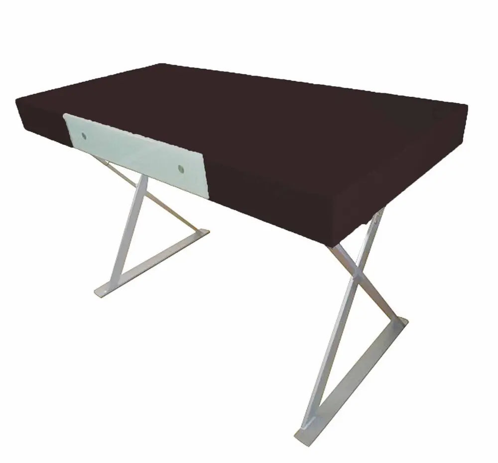 48" Espresso and Silver Wood and Metal Computer Desk - NOBLE HOME INTERIORS
