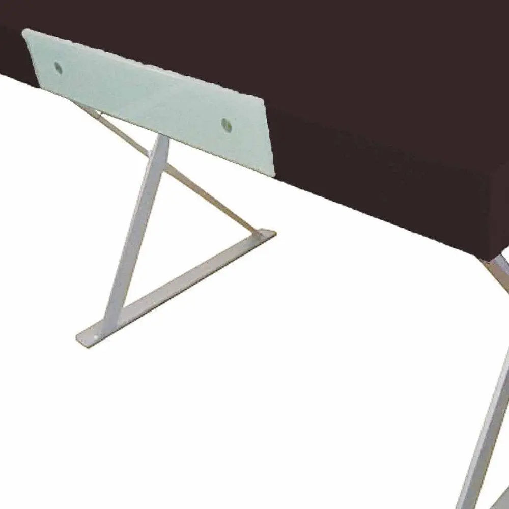 48" Espresso and Silver Wood and Metal Computer Desk - NOBLE HOME INTERIORS