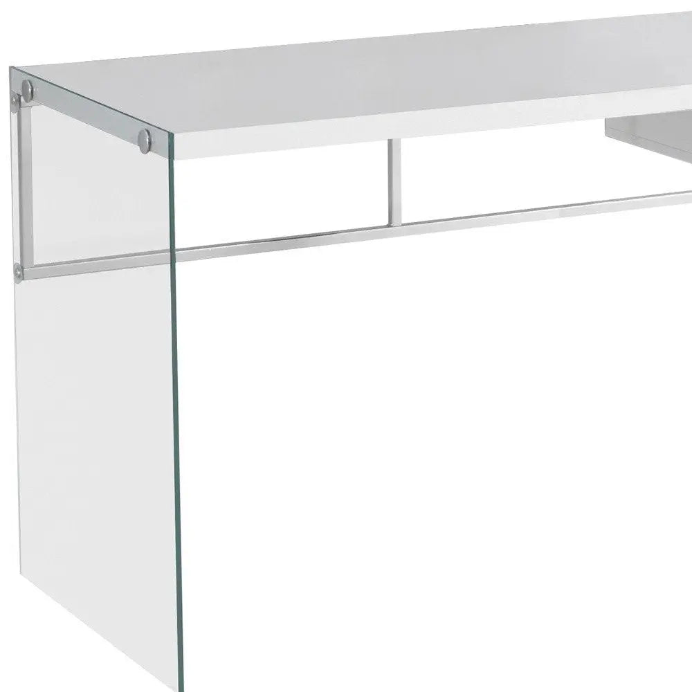 48" White and Clear Computer Desk - NOBLE HOME INTERIORS