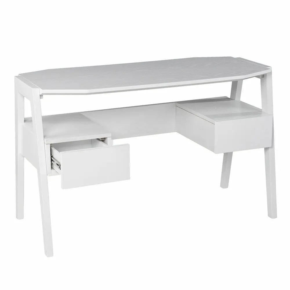 48" White Writing Desk With Two Drawers - NOBLE HOME INTERIORS
