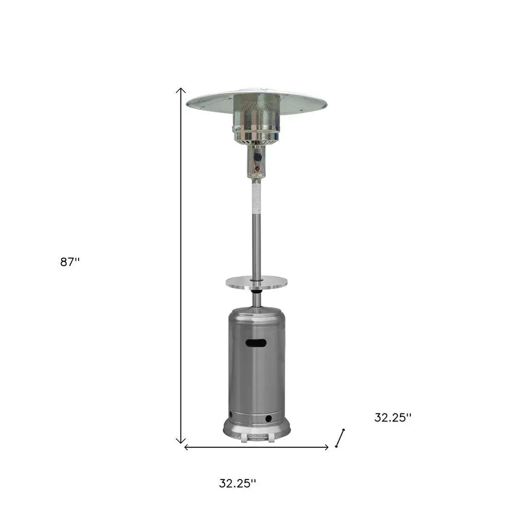 48000 BTU Silver Steel Propane Cylindrical Pole Standing Patio Heater - NOBLE HOME INTERIORS
