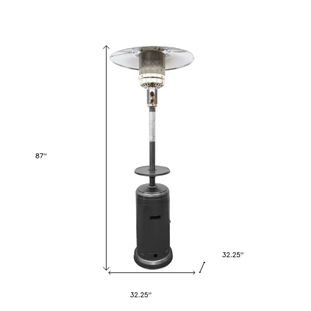 48000 BTU Silver Steel Propane Cylindrical Pole Standing Patio Heater - NOBLE HOME INTERIORS