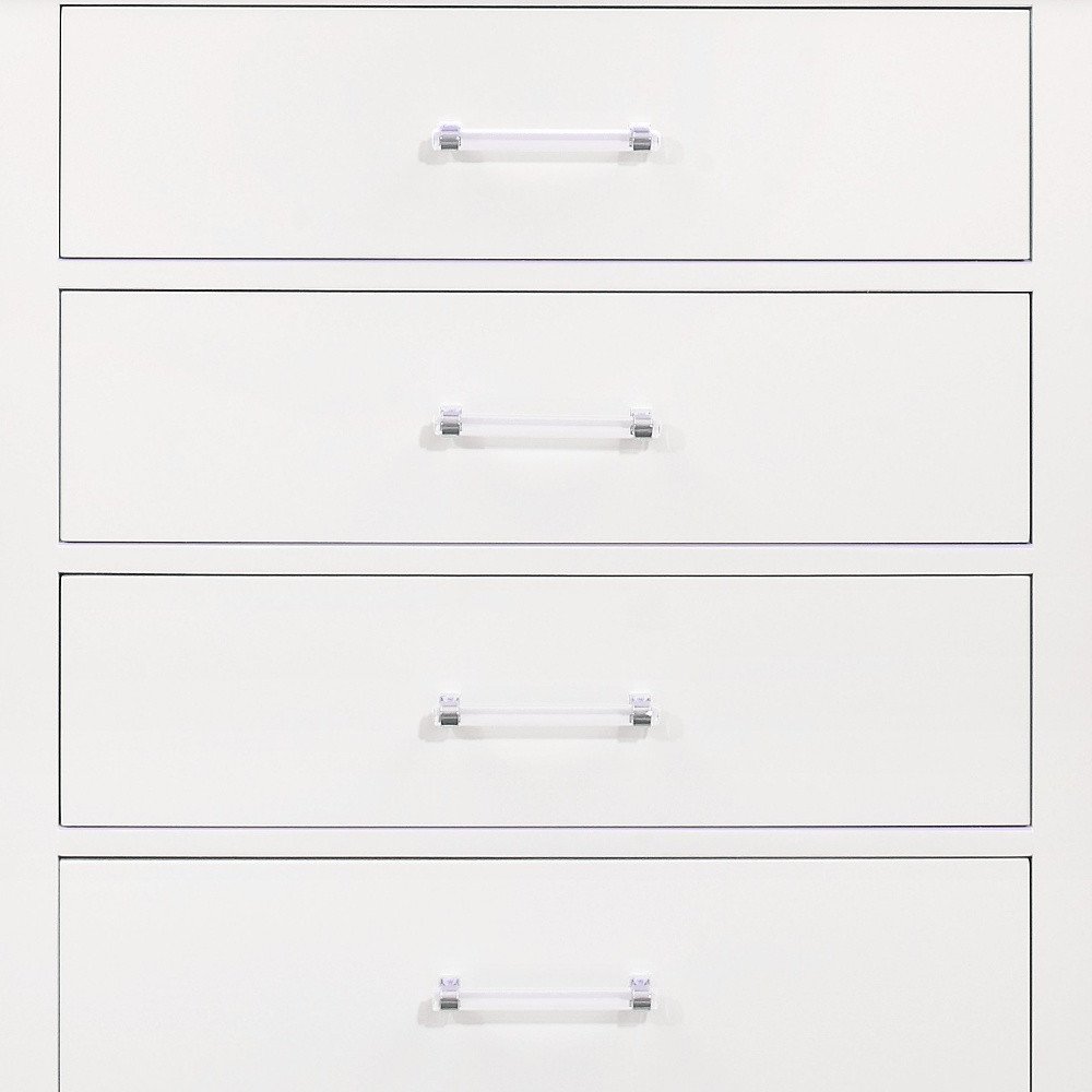 16" White Solid Wood Five Drawer Chest with LED Lighting