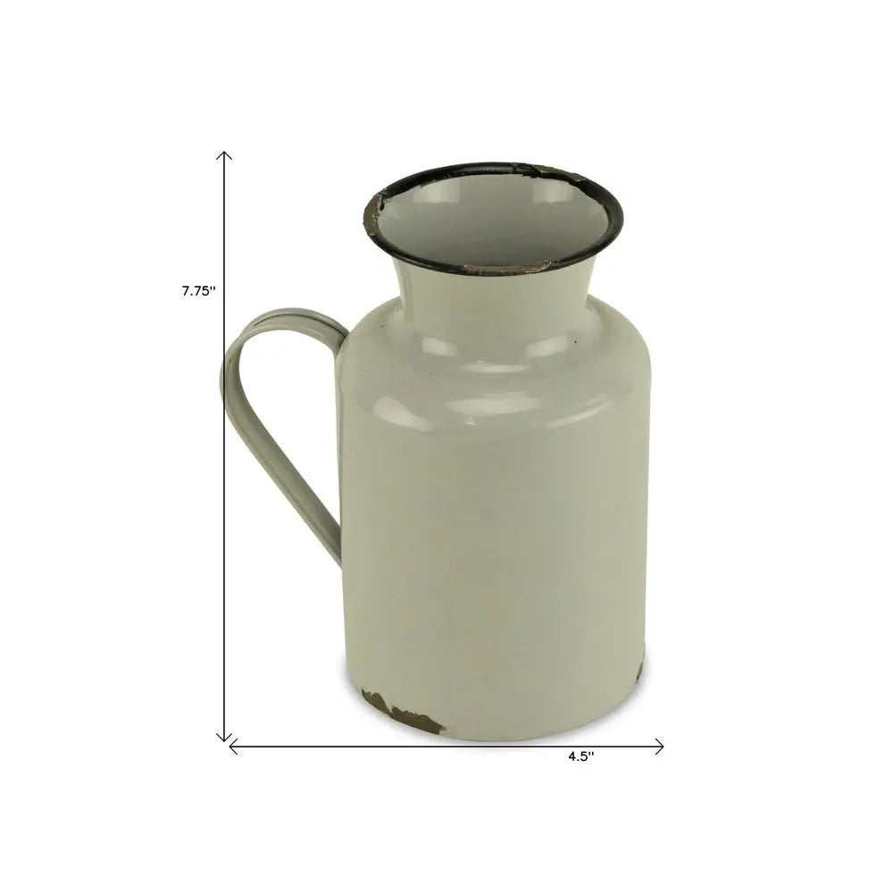 8" Gray and Black Metal Jug Vase HomeRoots