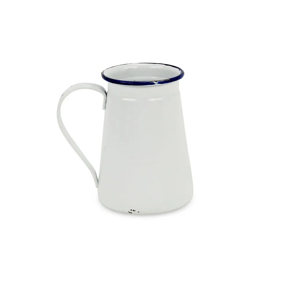 6" White and Blue Metal Jug Vase HomeRoots