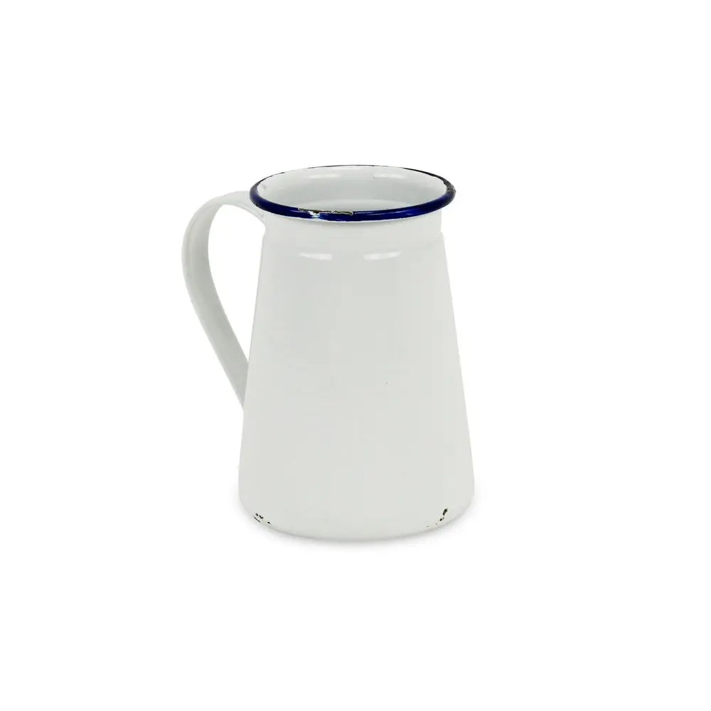 6" White and Blue Metal Jug Vase HomeRoots
