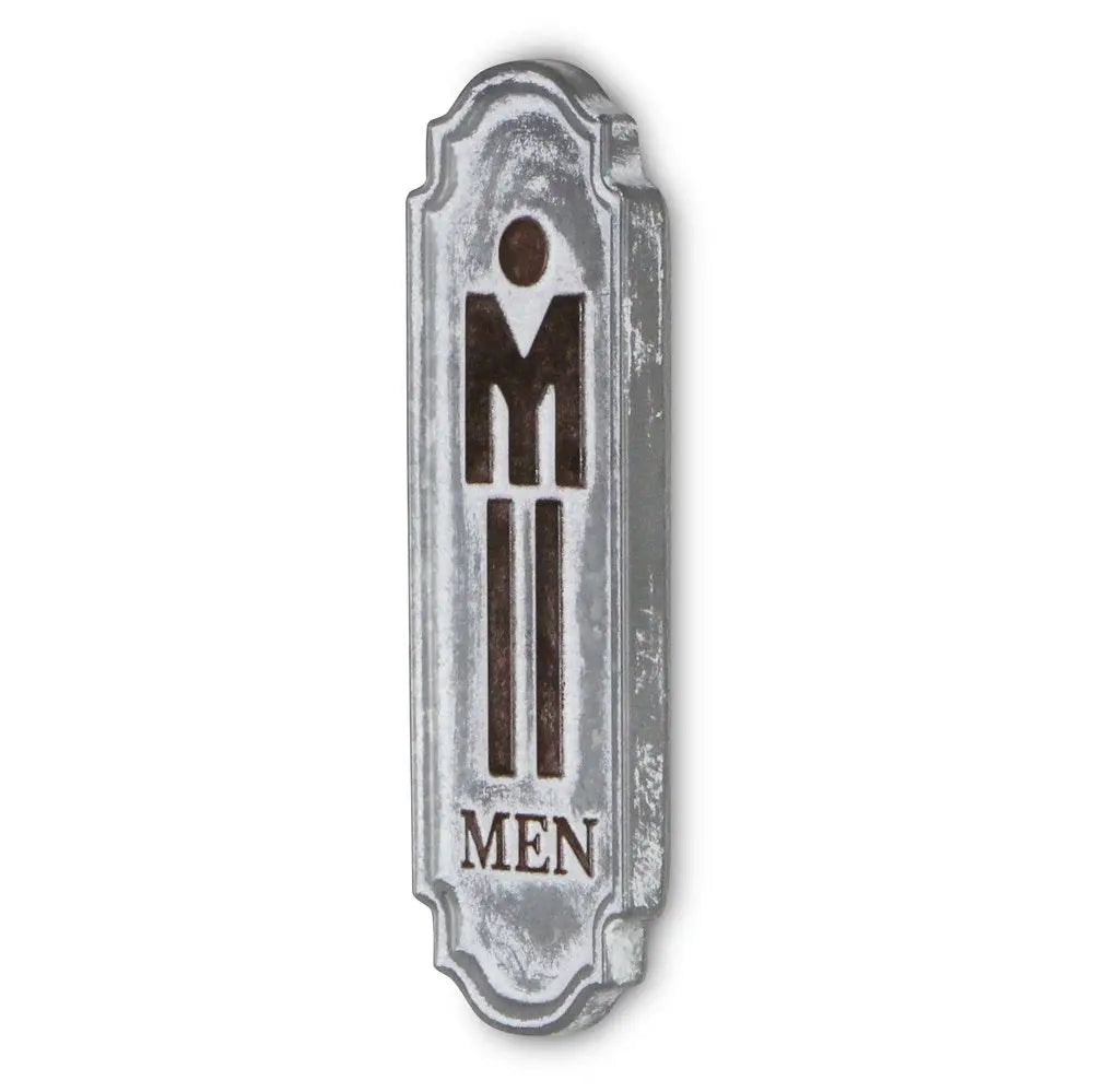 12" X 4" Gray and Brown Handcrafted Mens Room Metal Wall Decor HomeRoots