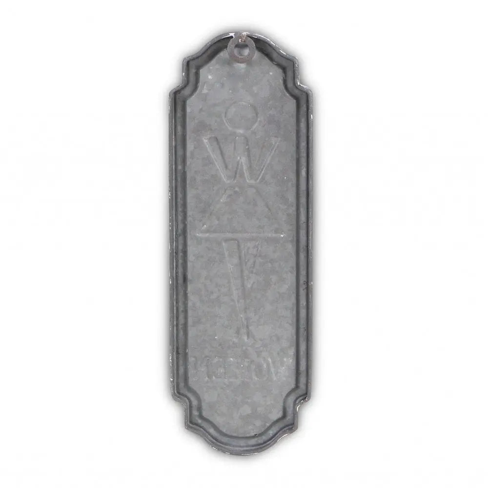 12" X 4" Gray and Brown Womens Room Metal Wall Decor HomeRoots