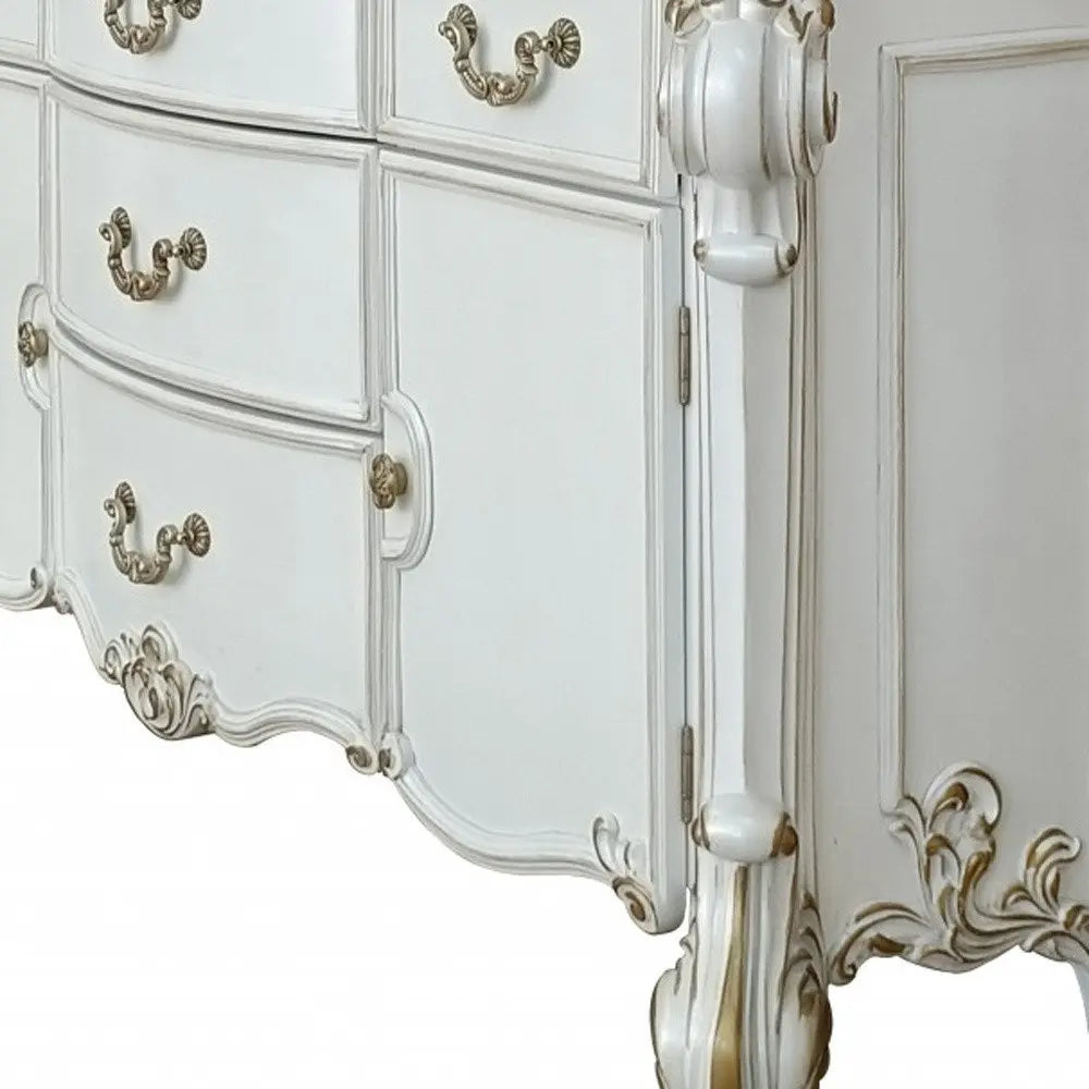 71" Pearl Solid and Manufactured Wood Five Drawer Triple Dresser HomeRoots