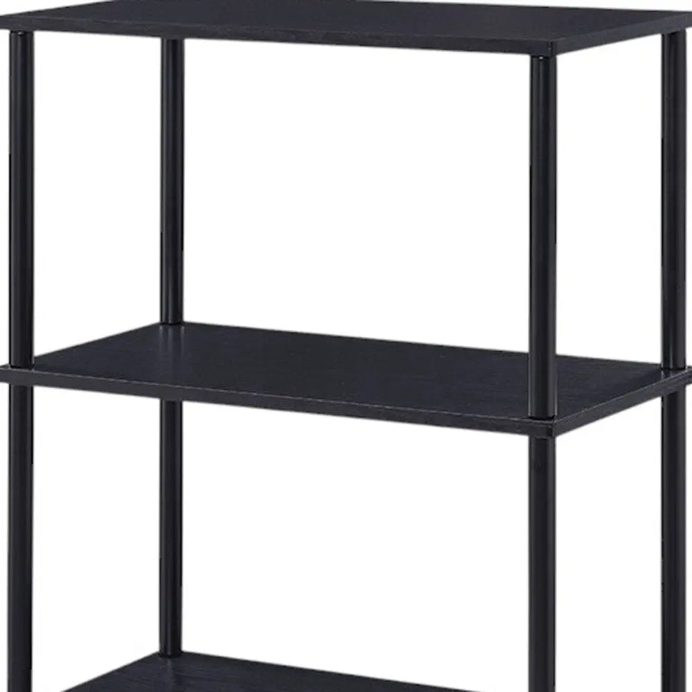 44" Black Metal and Wood Four Tier Etagere Bookcase HomeRoots