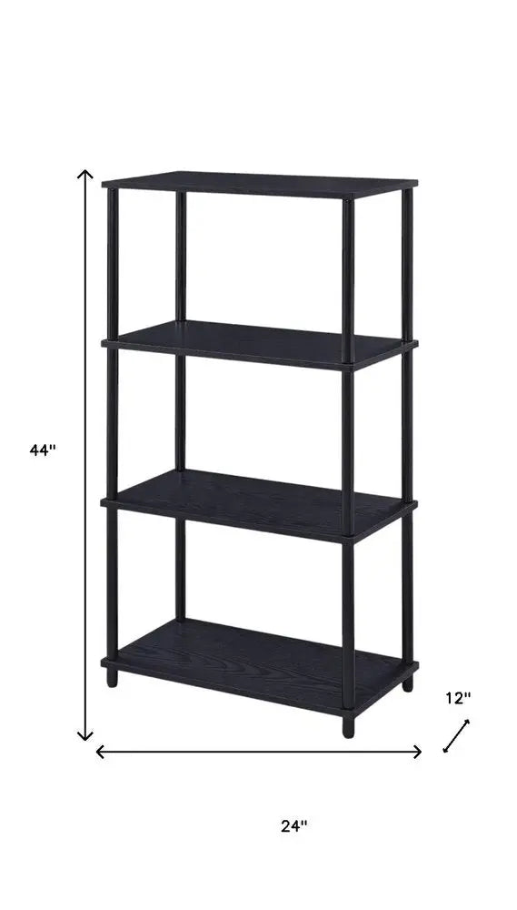 44" Black Metal and Wood Four Tier Etagere Bookcase HomeRoots