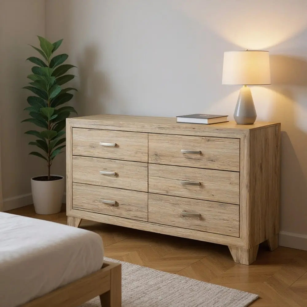 63" White Solid and Manufactured Wood Six Drawer Double Dresser HomeRoots