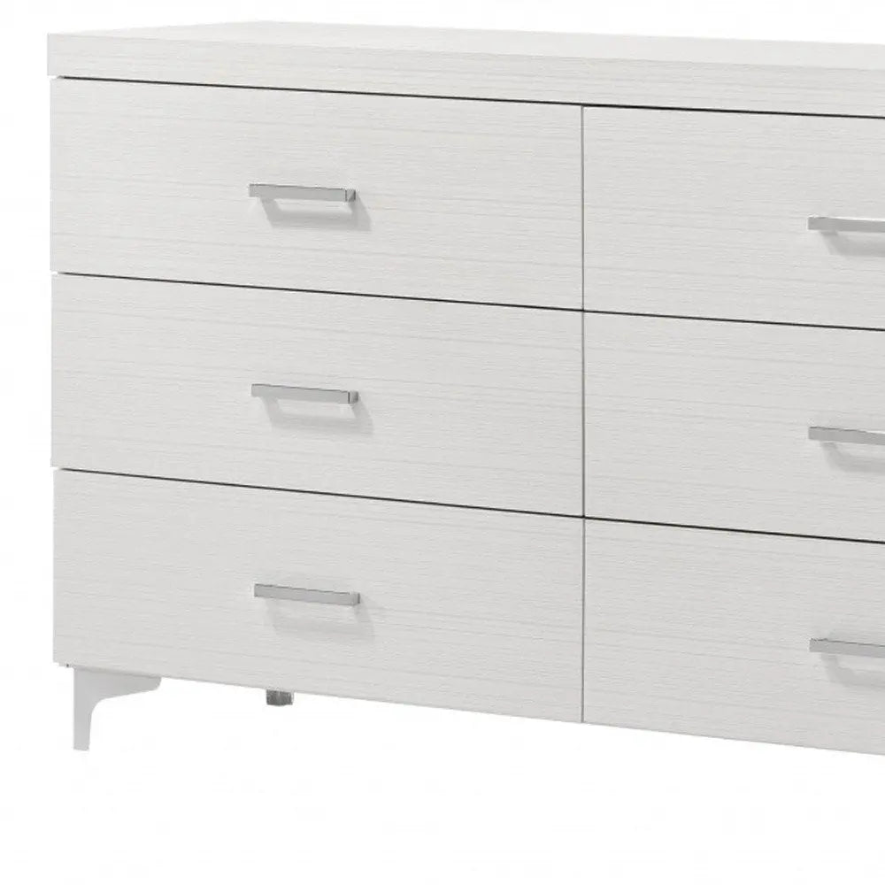 58" White Solid and Manufactured Wood Six Drawer Double Dresser HomeRoots