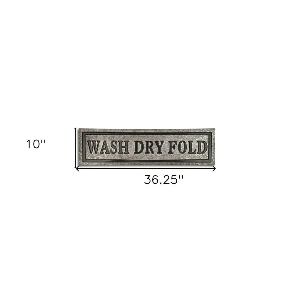 10" X 36" Gray Wash Dry Fold Metal Wall Decor HomeRoots