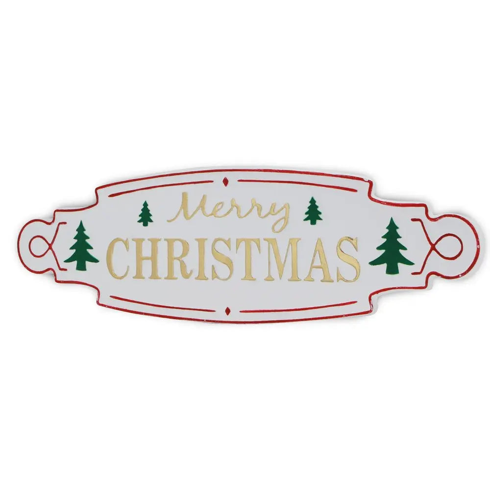 11" X 36" White Green and Red Merry Christmas Metal Wall Decor HomeRoots