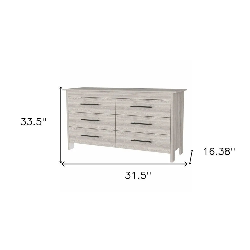 32" Light Gray Six Drawer Double Dresser HomeRoots