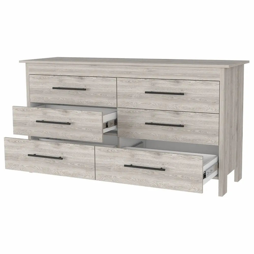 32" Light Gray Six Drawer Double Dresser HomeRoots