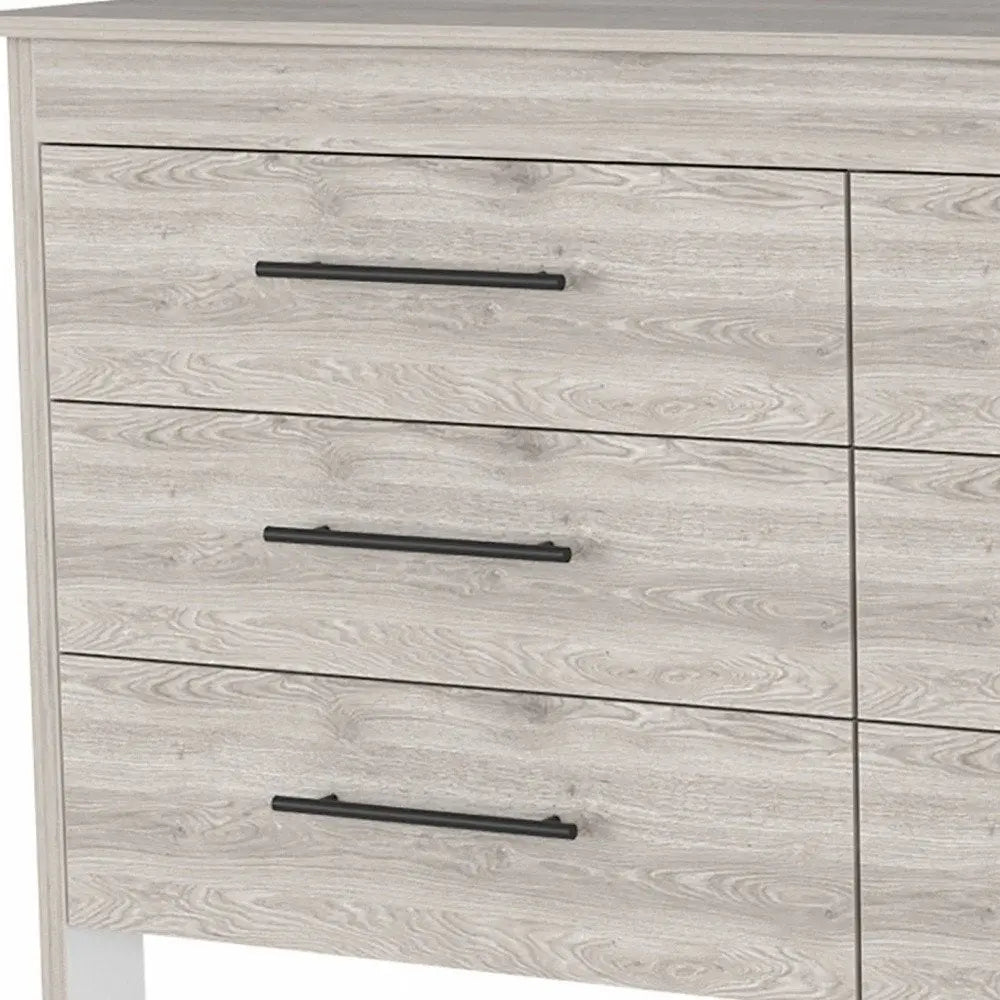 32" Light Gray Six Drawer Double Dresser HomeRoots