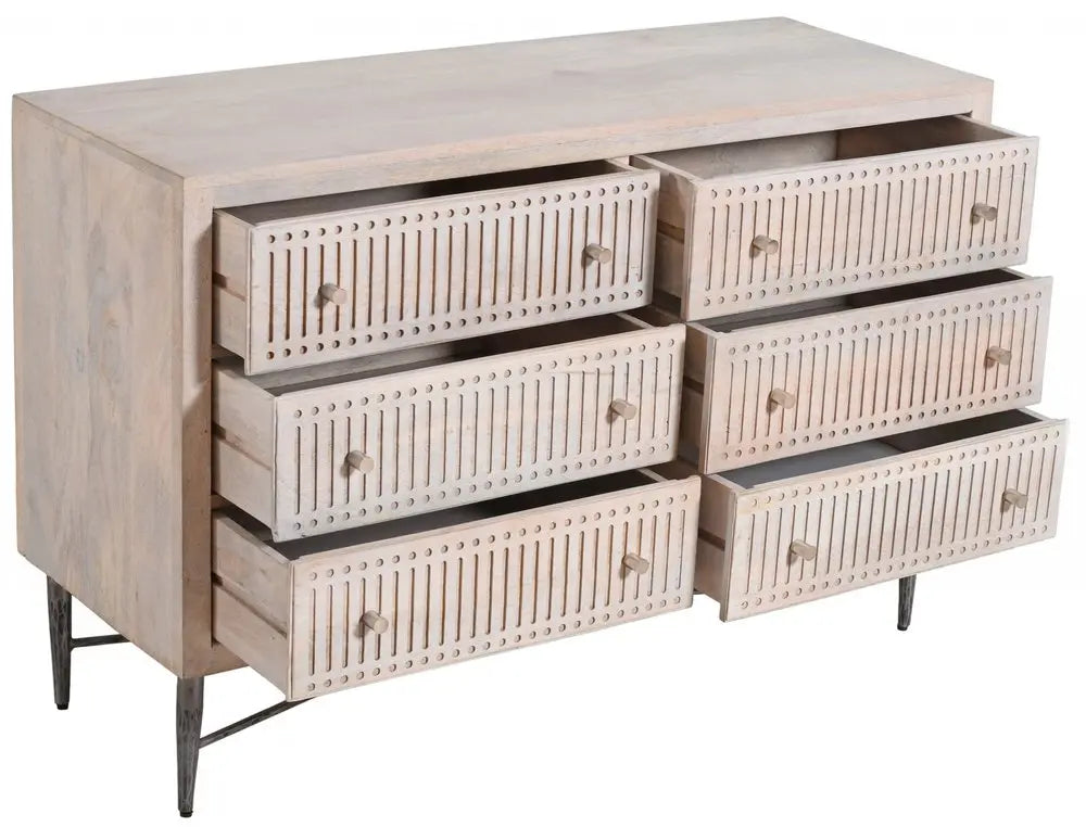 48" Brushed Ivory Solid Wood Six Drawer Double Dresser HomeRoots