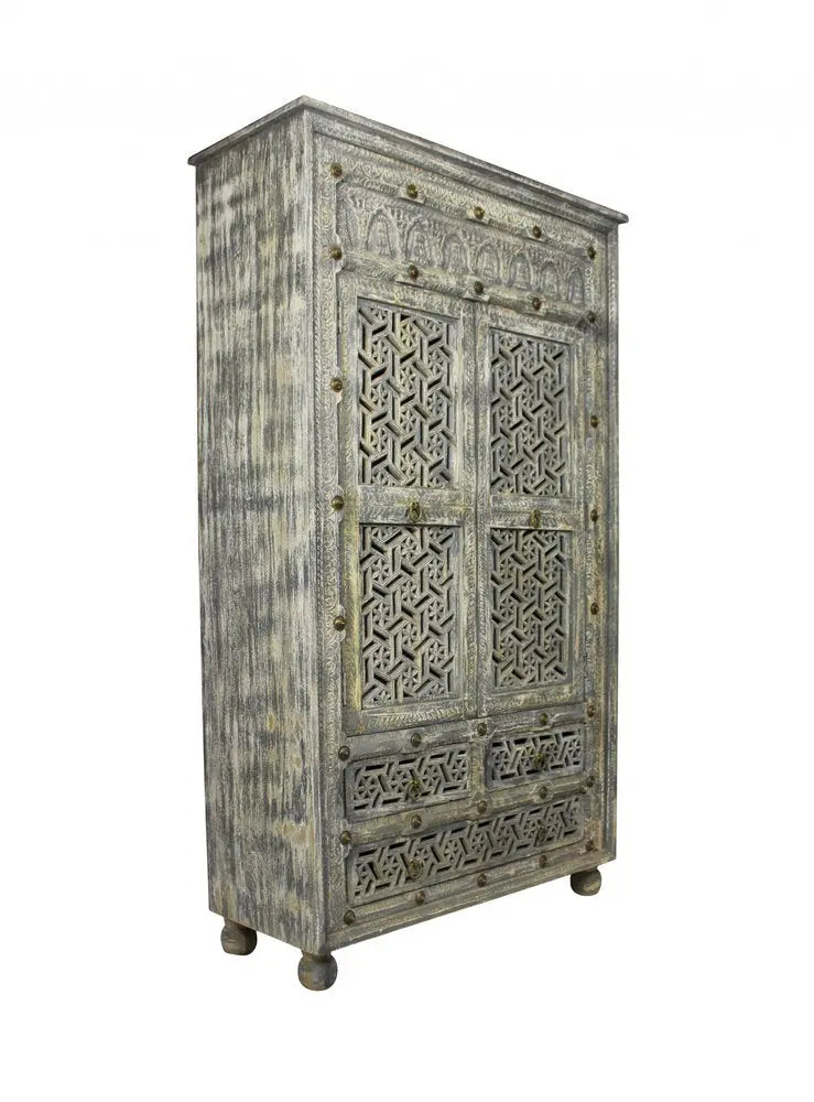 42" Aged Gray Solid Wood Three Drawer Gentleman's Chest HomeRoots