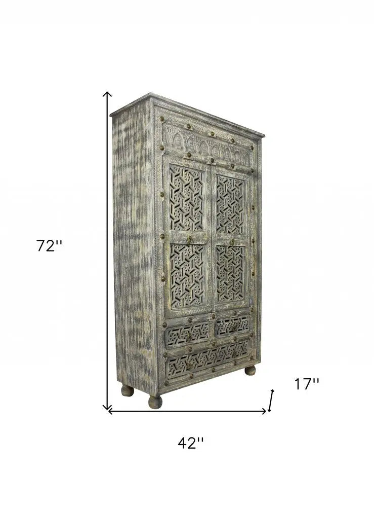 42" Aged Gray Solid Wood Three Drawer Gentleman's Chest HomeRoots