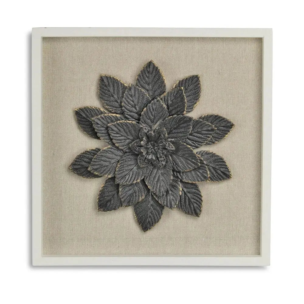 12" X 13" Black And Gold Flower Wood and Metal Wall Decor HomeRoots