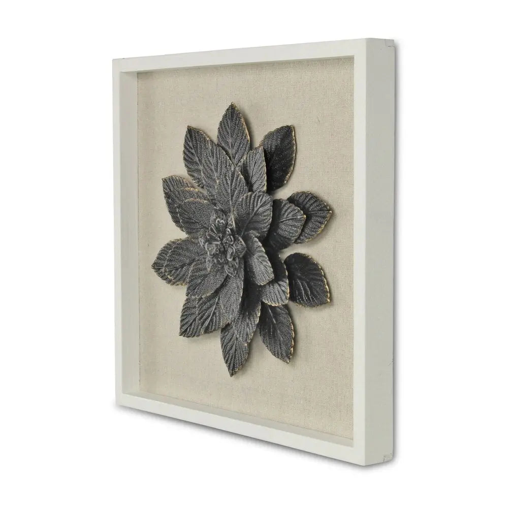 12" X 13" Black And Gold Flower Wood and Metal Wall Decor HomeRoots