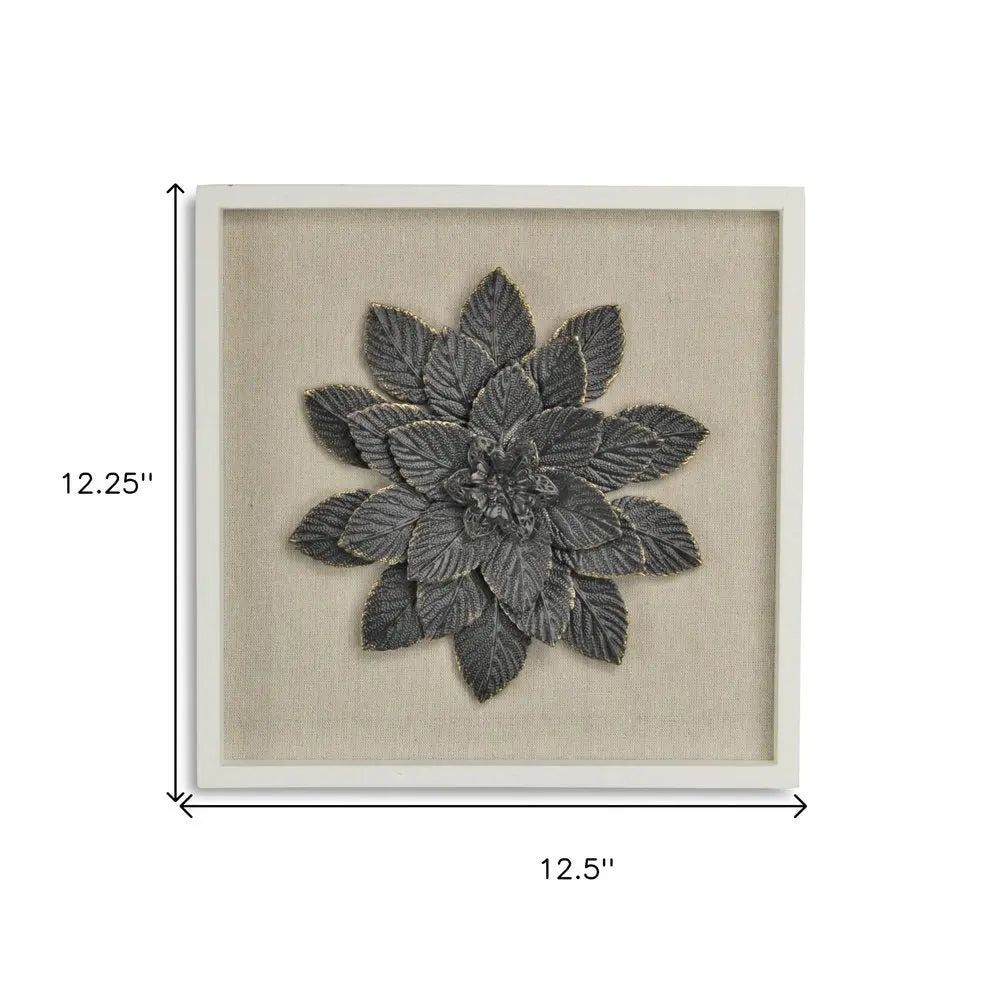 12" X 13" Black And Gold Flower Wood and Metal Wall Decor HomeRoots