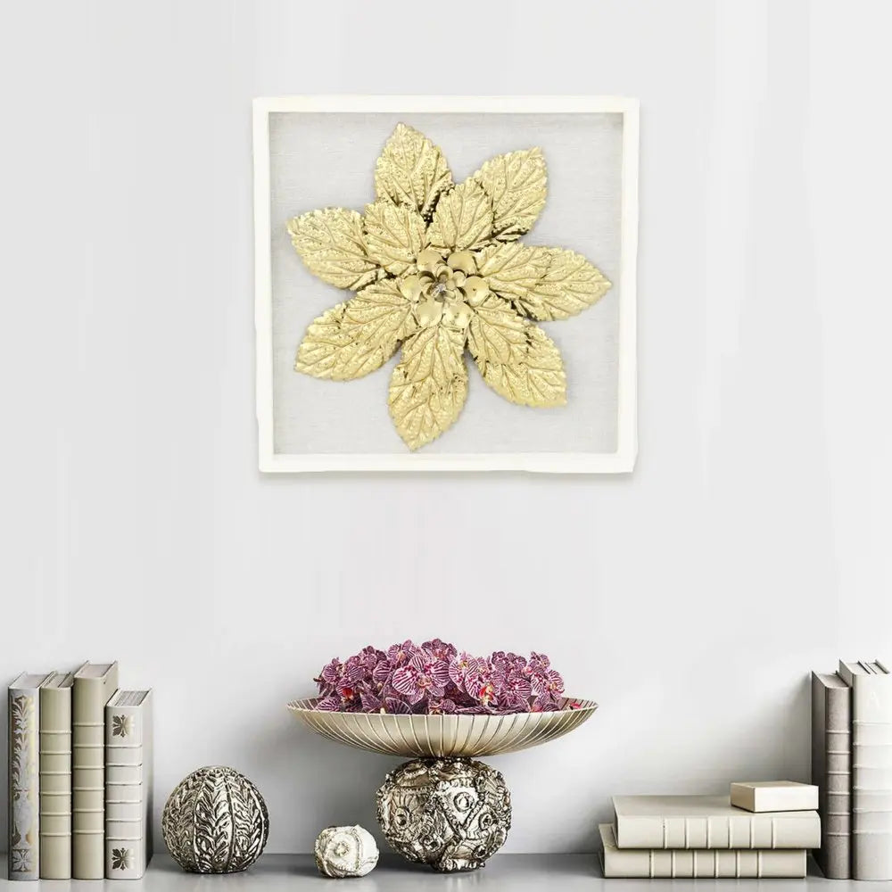 12" X 13" Gold Flower Wood and Metal Wall Decor HomeRoots