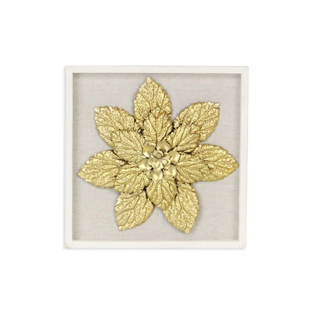 12" X 13" Gold Flower Wood and Metal Wall Decor HomeRoots