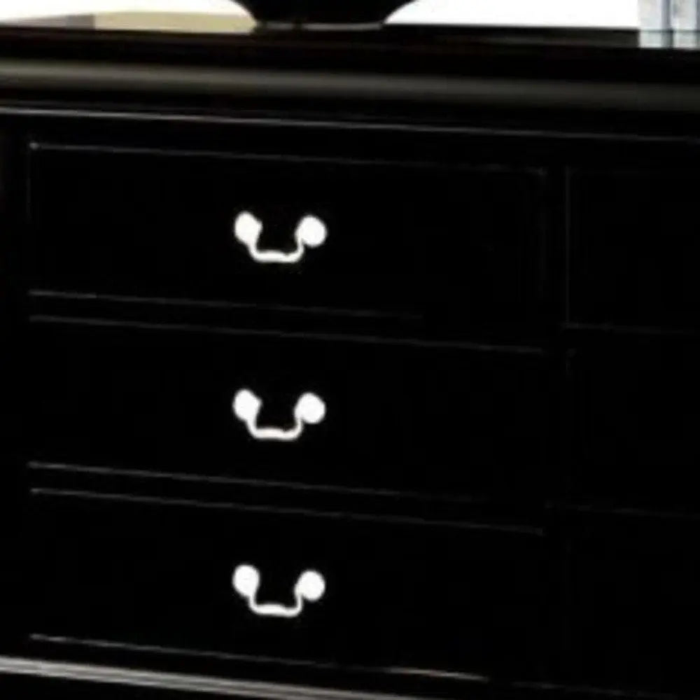 60" Black Solid and Manufactured Wood Six Drawer Double Dresser HomeRoots